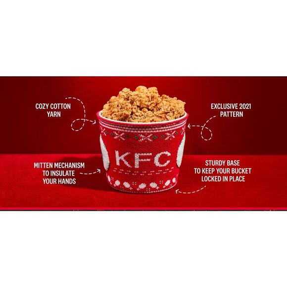 KFC Finger Lickin Chicken Mitten Bucket Hugger Ugly Christmas Sweater Limited - Picture 1 of 11
